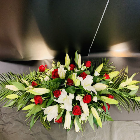 Roses and Lily Double Ended Coffin Spray