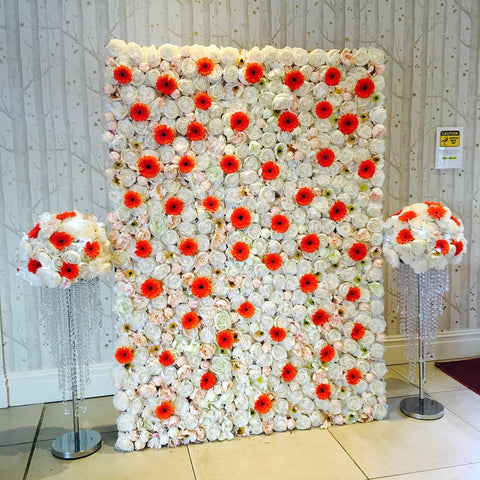Orange and White Flower Wall For Hire